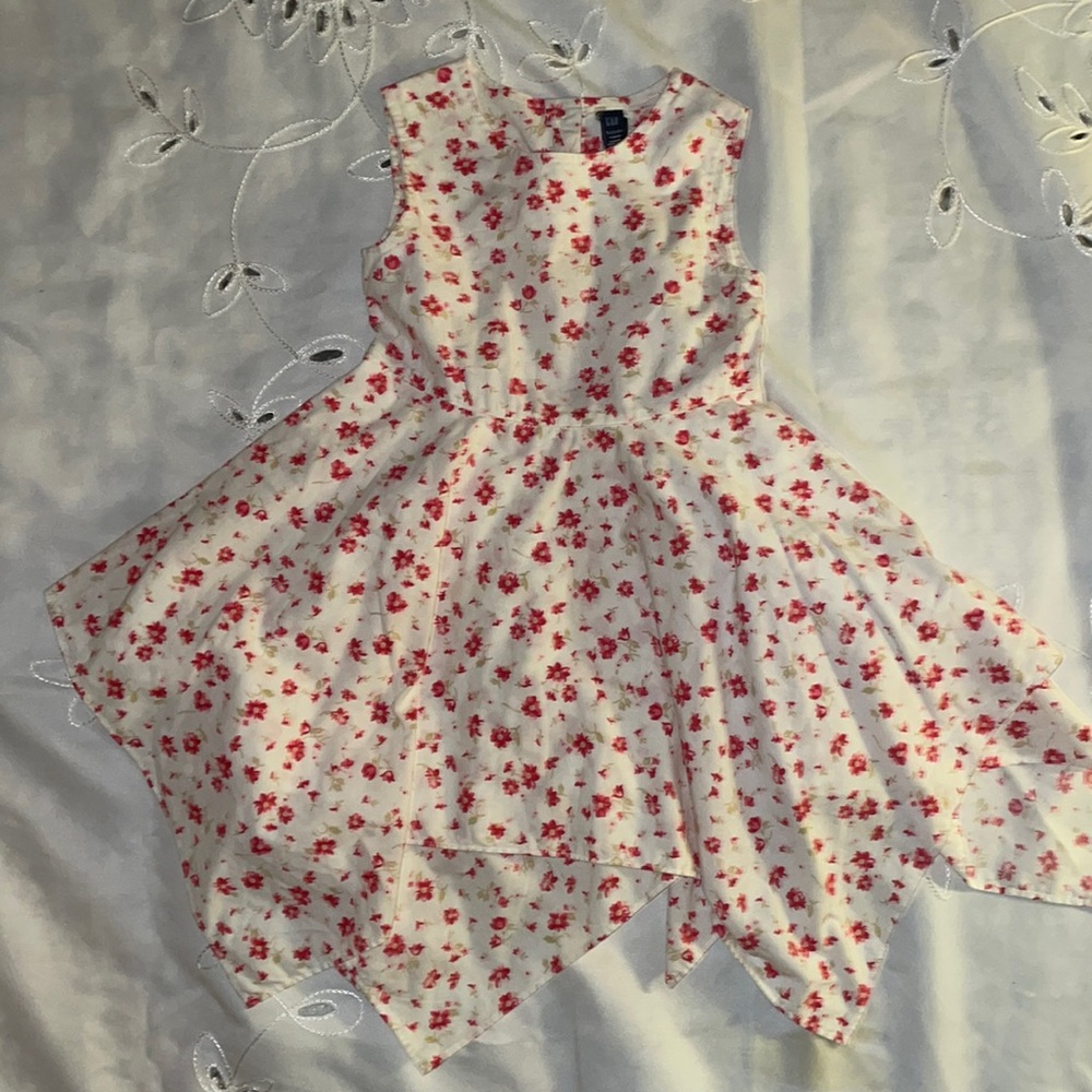 Girls red and white Handkerchief , hem cotton dress